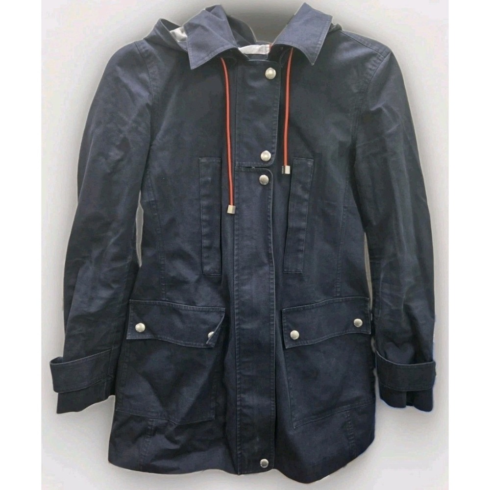 Banana Republic Womens Navy Blue Hooded Rain Jacket Utility Parka XS